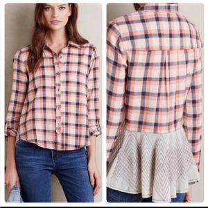 Anthropologie Holding Horses Cedar Grove Plaid Top